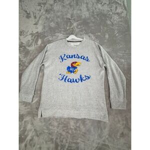 Pressbox Kansas Jayhawks KU Crewneck Sweatshirt Grey Heather Women's Large